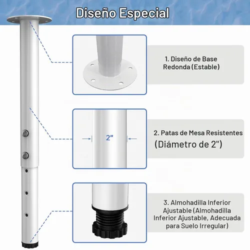 Vista 6 de Patas de mesa ajustables, patas de escritorio de metal de altura ajustable, patas ajustables para mesa, computadora, escritorio, mesa de comedor