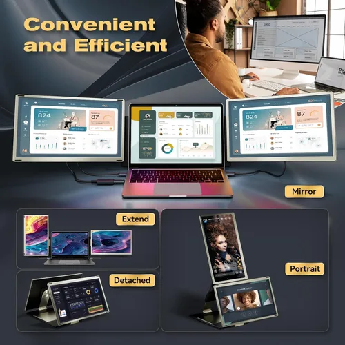 Vista 4 de Teamgee Triple - Extensor de pantalla para laptop, USB-C HDMI Plug and Play Monitor portátil