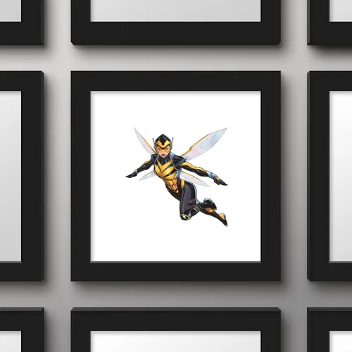 Vista 3 de Trends International Gallery Pops Marvel Comics Avengers - Póster de pared de avispa, 12 x 12 pulgadas, versión enmarcada en negro