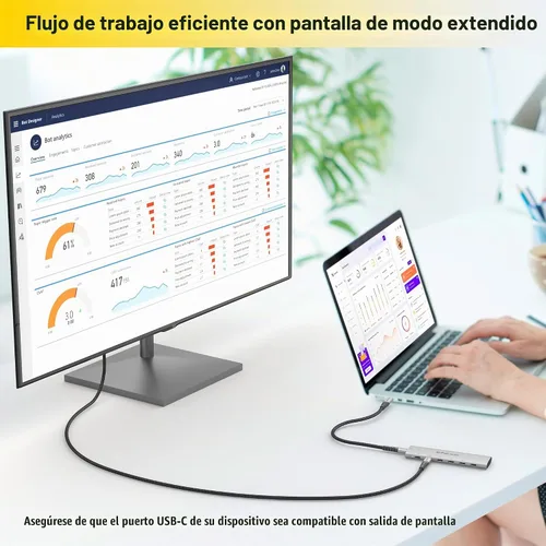 Vista 6 de Adaptador de Hub USB-C Slim Gen 2 6-en-1 1 Video USB-C 4K/60Hz, 4 USB-C Gen 2 10Gbps, y 1 Entrega de Energía USB-C 3.0