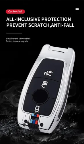 Vista 6 de Funda para llaves para Mercedes Benz A C E S CLA CLS GLA GLB Llavero Shell Bolsa Accesorios Protector 3/4 Botones, 3 botones-negro