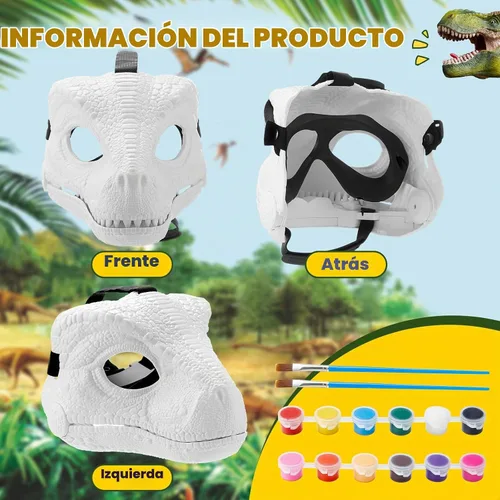 Vista 2 de Seenelling DIY White Dinosaur Mask Dino Mask