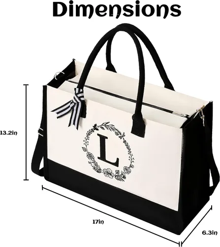 Vista 2 de Qoosefun personalized bags for women,Tote Bag For Women,Initial Tote Bag For Women, Personalized gifts for women