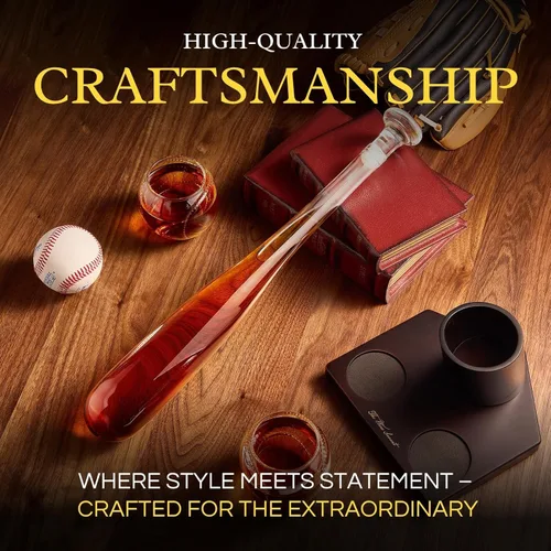 Vista 5 de Regalos de béisbol para hombres, juegos de decantador de whisky para hombres, juego de decantador de bate de béisbol de 20 onzas con 2 vasos, regalo