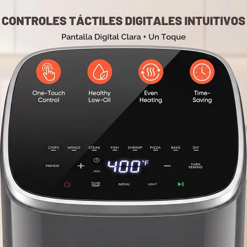 Vista 5 de OLIXIS Freidora de aire de 4 cuartos con ventana visible, freidora de aire digital de 1500 W con pantalla táctil con 8 ajustes preestablecidos