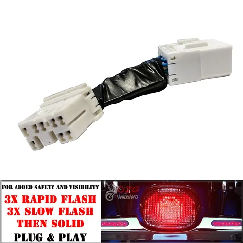 Vista 2 de Módulo de intermitente estroboscópico de freno Plug and Play para motocicletas Harley Alerta trasera de seguridad luz trasera LED halógena