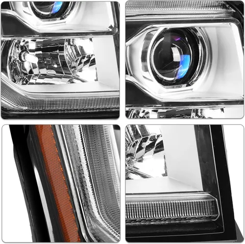 Vista 4 de SOCKIR Conjunto de Faros Delanteros LED DRL Compatible con GMC YUKON SLT SLE/Yukon XL SLT SLE 2015-2020 Faros Halógenos Originales de Fábrica OE Par