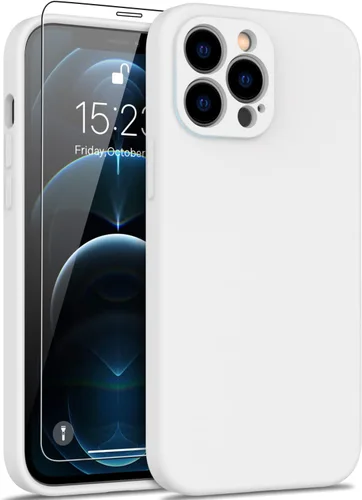 Vista 29 de DEENAKIN Funda de silicona compatible con iPhone 12 con protector de pantalla, mejora la protección de la cámara, funda protectora suave y flexible