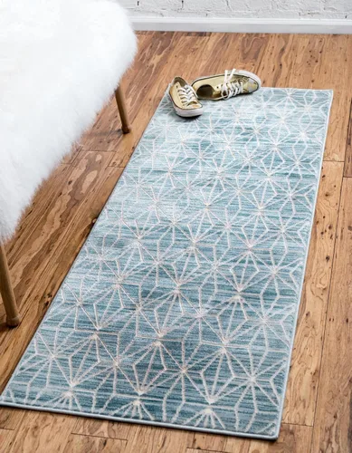 Vista 26 de Unique Loom Uptown Collection by Jill Zarin Collection - Alfombra geométrica moderna azul (1' 8 x 1' 8)