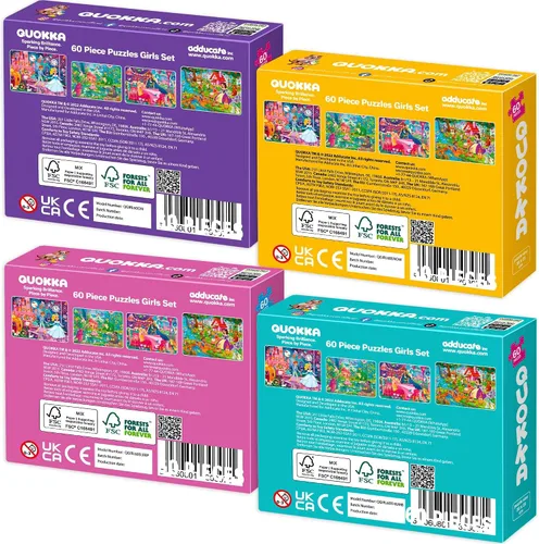 Vista 8 de QUOKKA Rompecabezas para niños de 4 a 6 años – Pack de 4 rompecabezas de 60 piezas para niños – Juego de rompecabezas de cuentos de hadas