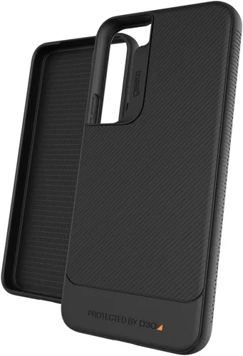 Vista 22 de ZAGG Gear4 Milan - Funda azul Aurora - que destaca el material de protección D3O para Samsung Galaxy S22