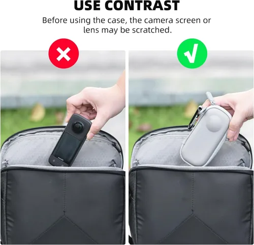 Vista 2 de BRDRC Funda de transporte para Insta360 X3, bolsa de almacenamiento portátil, funda protectora de lente, funda protectora de carcasa rígida de viaje
