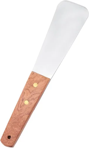 Vista 7 de Pala de helado de acero inoxidable para helado, pala de postre, cortador de mantequilla con mango de madera ergonómico, utensilio de cocina