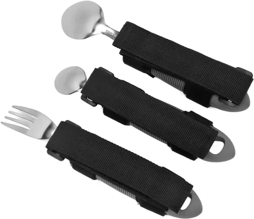 Vista 8 de Juego de utensilios adaptativos, 3 piezas de utensilios adaptativos para artritis ancianos, adultos discapacitados, agarre débil, cuchara de tenedor