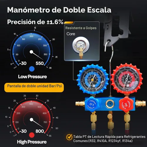 Vista 5 de VIVOHOME 110 V 1/4 HP 3.5 CFM - Juego de bomba aspiradora HVAC de una sola etapa y manómetro AC, motor sin chispas para sistemas R32 R1234yf R454B