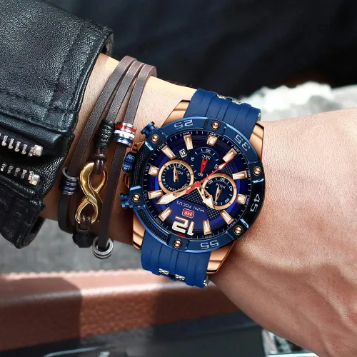 Vista 3 de Mini Focus Men Watch Casual Fashion Wrist Watches (ChronographWaterproofLuminousCalendar) Silicon Band Quartz Watches for Men