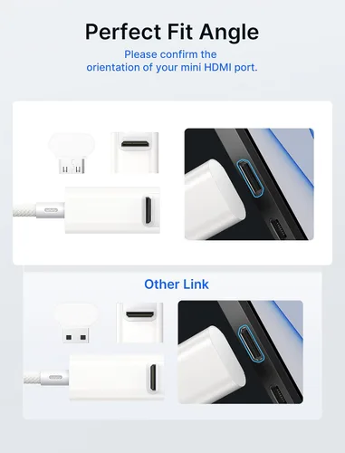 Vista 6 de Cable USB C a Mini HDMI de 3.3 pies, cable de ángulo recto mini HDMI 4K - NO HDMI Type C to Mini HDM Cord Compatible with Steam Deck, Phone, ROG