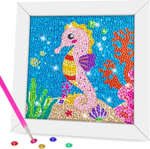 Vista 17 de QEUOYSS Kit de arte de diamantes para niños con marco de madera, arte y manualidades para niños de 6 a 8 a 10 a 12 años, fácil de hacer tú mismo