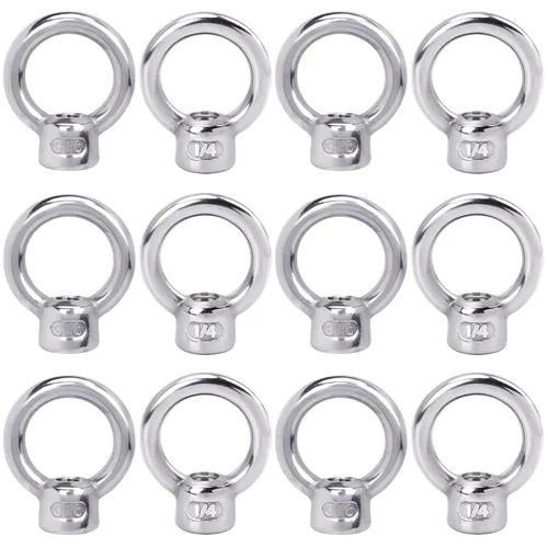Vista 8 de PAGOW 2 piezas de acero inoxidable 316 tuerca de ojo de elevación, 1/4 "UNC de grado marino resistente, perno de ojo en forma de anillo de hardware