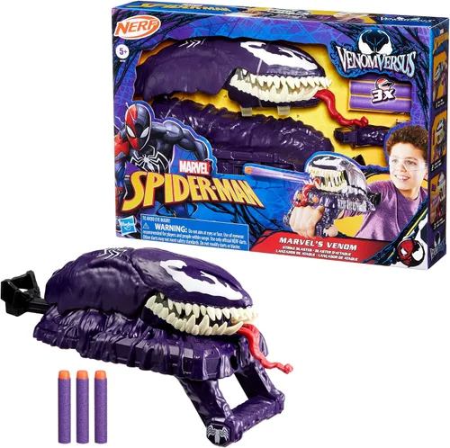 Vista 10 de Marvel Spider-Man VenomVersus Marvel's Venom Strike Blaster, juguete NERF Spider-Man, juguetes de superhéroes para niños a partir de 5 años