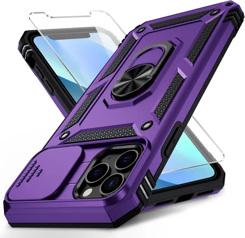Vista 7 de Funda para iPhone 11 Pro con cubierta para lente de cámara, protector de pantalla HD, protección contra caídas de grado militar de 10 pies, soporte