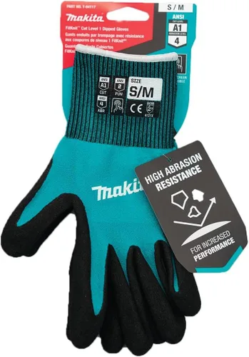 Vista 7 de Makita Unisex FitKnitÂ T 04117 Guantes con revestimiento de nitrilo sumergidos FitKnit Cut de nivel 1, Azul/Negro, Pequeño Mediano US