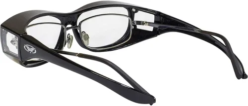 Vista 5 de Global Vision Escort Safety Fit sobre lentes, marco negro (paquete de 3, 1 lente transparente, 1 lente ahumada, 1 lente amarilla)