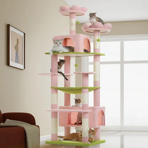 Vista 16 de PAWZ Road Árbol grande para gatos, torre para gatos de 72 pulgadas para gatos grandes, condominio para gatos con postes rascadores y almohadillas