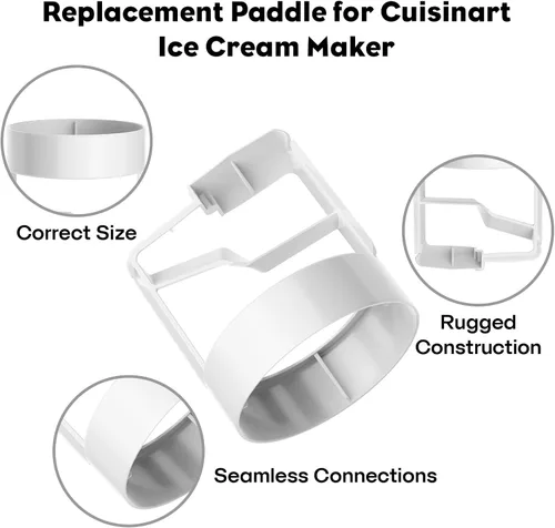 Vista 4 de Paleta de helado para máquina de helados Cuisinart, paleta de repuesto para máquina de helados Cuisinart, paleta de helado compatible con Cuisinart