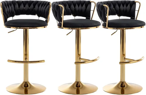 Vista 28 de Canxkun Gold - Juego de 2 taburetes de bar, sillas de bar de altura de mostrador con respaldo bajo, taburetes de bar de altura ajustable de Beige