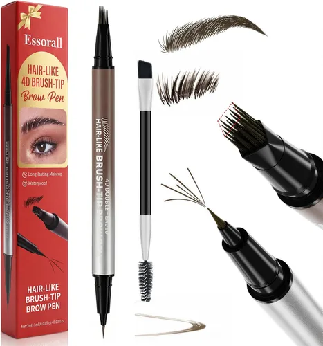 Vista 10 de Lápiz de cejas para mujer, 2 en 1 Microblading con puntas cuadradas 4D y ultrafinas, lápiz de cejas impermeable de larga duración, trazos similares