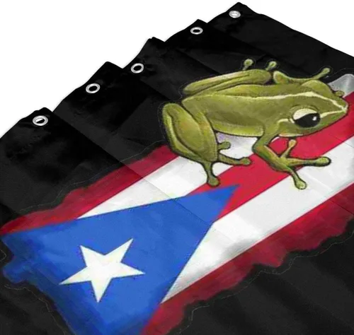 Vista 4 de Puerto Rico Y El Coqui - Cortina de ducha, juego de cortinas de baño con ganchos, poliéster, 72 pulgadas de alto x 60 pulgadas, opacas, unisex