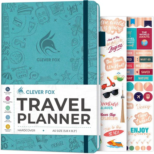 Vista 18 de Clever Fox Bolsillo para diario de viaje, organizador de itinerarios de vacaciones y viajes por carretera, diario de memoria de viaje, cuaderno