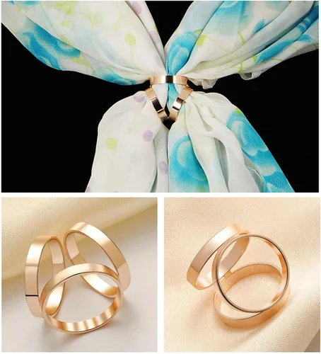 Vista 146 de 4 piezas de clip de anillo de bufanda para mujer, broche de perlas y flores, hebilla de metal para chal, accesorios de decoración para damas y niñas
