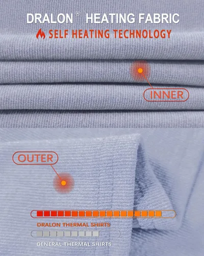 Vista 4 de WOWENY Camisas térmicas para mujer, forro polar, manga larga, capa base, parte superior de invierno Azul bebé