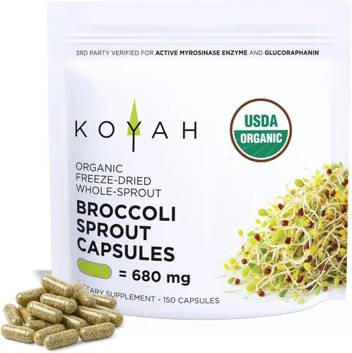 Vista 10 de Cápsulas orgánicas de brote de brócoli, liofilizadas: 60 cápsulas