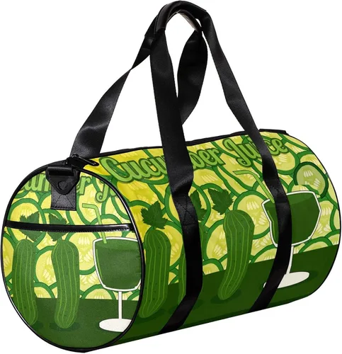 Vista 3 de Healthy Green Cucumber Juice Sports Duffel Bag Travel Tote Carry on Weekender Gym Overnight Bag for Men & Women