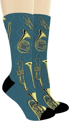 Vista 2 de Música Relacionados Regalos Instrumentos de Latón Calcetines Música Temática Regalos para Músicos Novedad Crew Calcetines