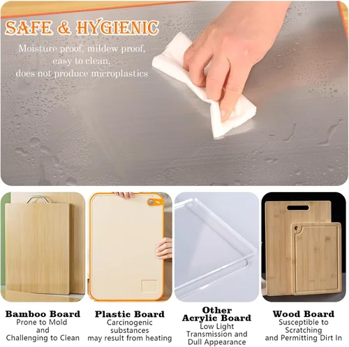 Vista 6 de HUAKENER Tablas de cortar grandes de acero inoxidable para cocina, tabla de cortar con borde de encimera, tabla de cortar con alfombrilla