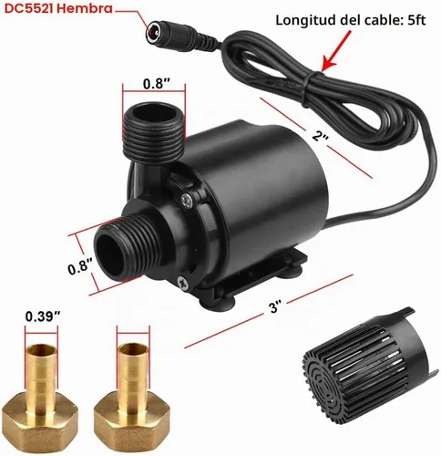 Vista 6 de DC 12V Bomba de agua sumergible para acuario, estanque, fuente
