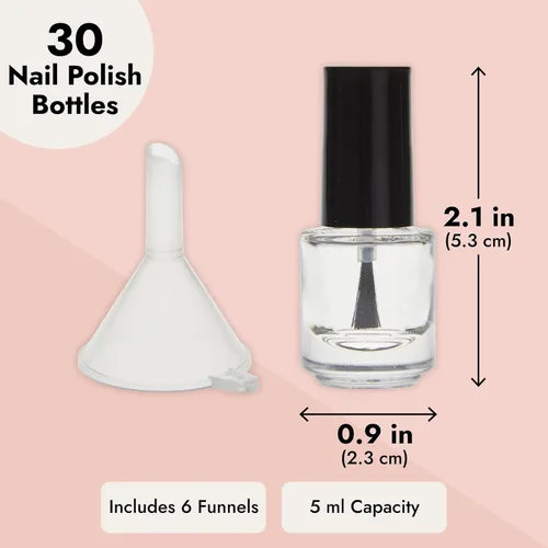 Vista 4 de Bright Creations Minibotellas vacías de esmalte de uñas con cepillo, frascos de vidrio recargables para hacer esmalte de uñas, mini botellas