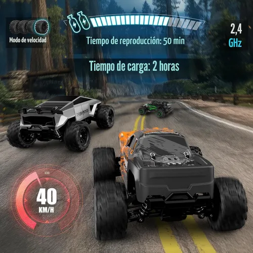 Vista 2 de Kolegend 2-en-1 RC Cyber Monster Truck y coche de derrape para adultos, escala 1/18, 4WD, 40KM/H, todo terreno, coche RC rápido con radio de 2.4Ghz