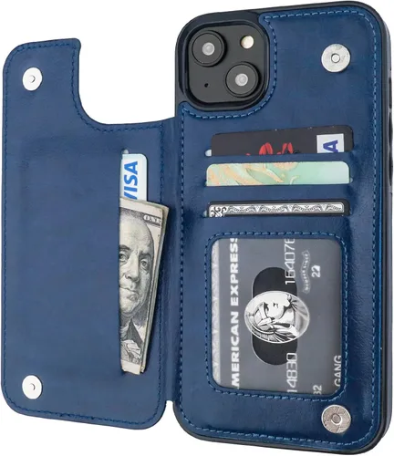 Vista 17 de ONETOP - Funda tipo cartera compatible con iPhone 14 Plus con soporte para tarjetas, funda de piel sintética con soporte y ranuras para tarjetas