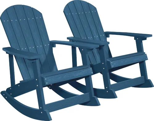Vista 22 de YEFU Mecedora para exteriores, mecedora Adirondack, silla mecedora de patio con respaldo ancho, silla mecedora de gran tamaño con aspecto de madera