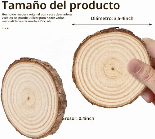 Vista 4 de ilauke Rebanadas de Madera, 10 Piezas de 3.5"-4" de Madera Natural Redondas, Círculos de Madera con Corteza, Kit de Madera Sin Terminar