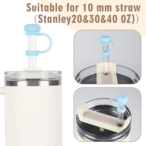 Vista 2 de Tapa de popote de silicona compatible con copas Stanley de 30 40 onzas para vasos, reutilizable, a prueba de polvo, para accesorios de 0.394