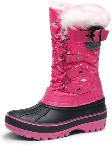 Vista 10 de DREAM PAIRS - Botas de nieve para el invierno, impermeables y con aislamiento para niños Negro