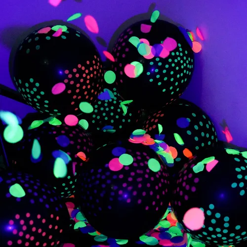 Vista 6 de 10000 piezas de confeti redondo de neón UV, 5 colores, confeti de tejido fluorescente de neón, punto de luz negra, confeti de fiesta brillante