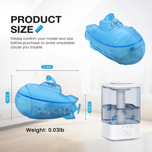 Vista 5 de puxyblue Paquete de 14 humidificadores de tanque limpiador azul pequeño submarino apto para la mayoría de humidificadores y peceras, purifica