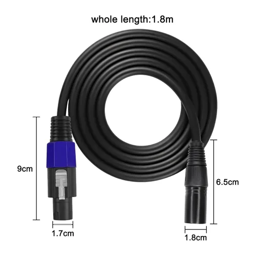 Vista 2 de XMSJSIY Speakon a XLR Cable Audio Jack Speakon Macho a XLR 3Pin Macho Extensión de micrófono Cable extensor de conector de micrófono Cable